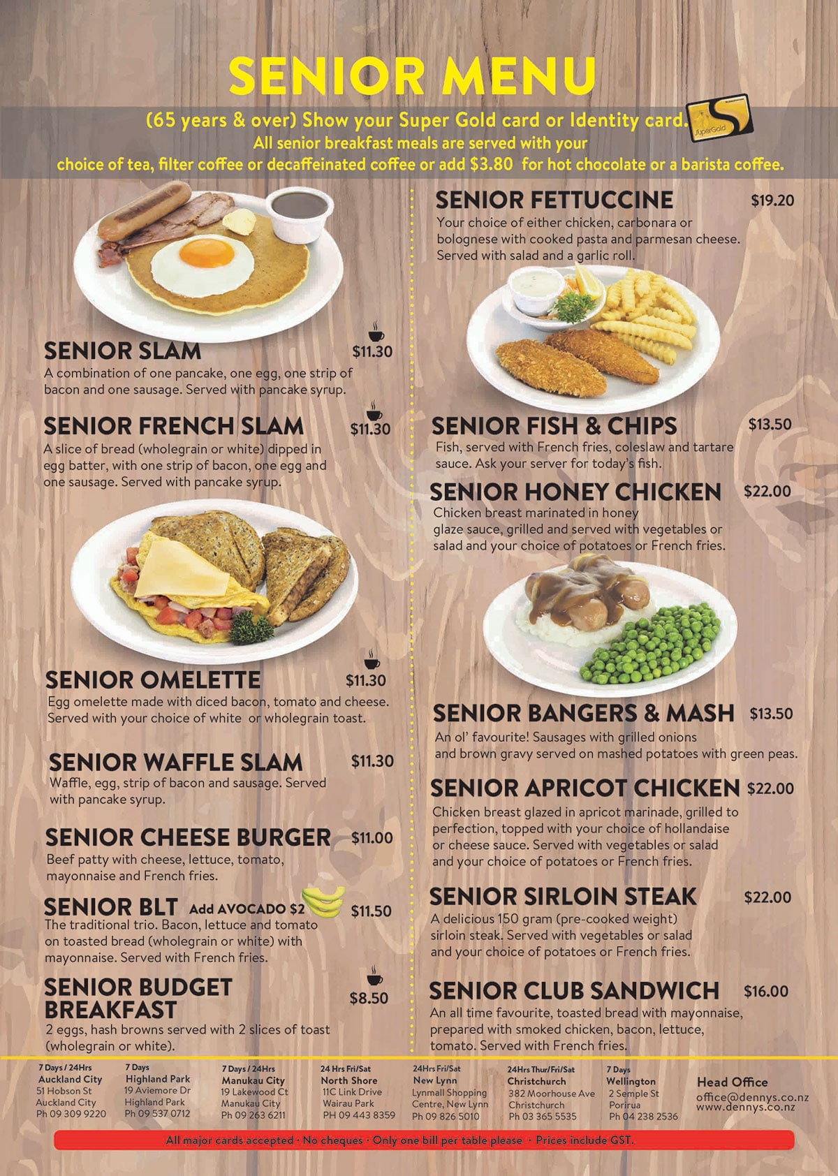 Denny's Printable Menu